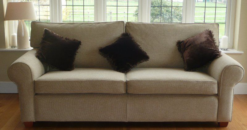 Sofa in coffee and cream